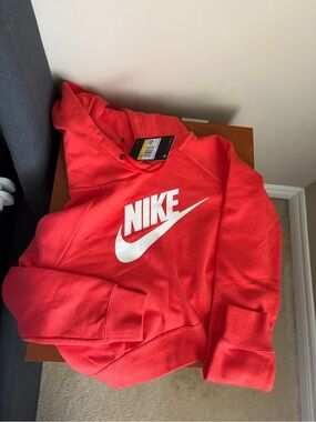 Nike Red Pullover Hoodie with White Swoosh